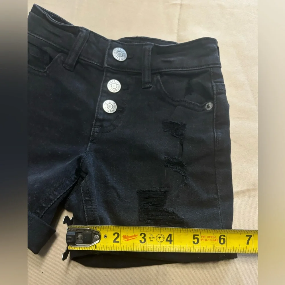 Justice Black Distressed Denim Jean‎ Shorts